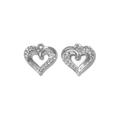 French vintage stainless steel heart pendant with sparkling white rhinestones and cutout - Silver Rhinestone Heart Style (TZ-TP2205-01)