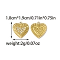 Colgante corazón de acero inoxidable dorado con cristales, accesorio de 1,8x1,9cm - Dorado-1.8cmx1.9cm / Estilo Radiante Con Strass en el Centro (tp2185-02)