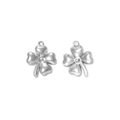 Detail showing two silver four-leaf clover charms with textured surface and hanging loop - Silver Clover Style (TZ-TP2184-01)