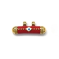 Pendentif cylindre Evil Eye en émail rouge et acier inoxydable doré pour bijoux DIY - Style Cylindrique Mauvais Œil Rouge (TZ-TP1014-02-red)