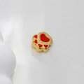Ciondolo a zampa in oro 14K con intarsio in smalto a cuore rosso su sfondo bianco - Zampa di Gatto Rossa (TZ-TP1004-02-red)