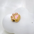 Ciondolo zampa di gatto dorato con smalto rosa per gioielli fai-da-te e collane - Zampa di Gatto Rosa (TZ-TP1004-02-pink)
