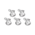 Set of 5 stainless steel lucky bag charms with flower engraving for DIY jewelry making - Silver Fortune Bag Style (TZ-TP0907-01)