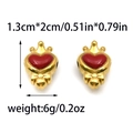 French style colorful seed bead necklace with gold heart charms and red enamel cross - Red Heart Crown Bow Style (TZ-TP1001-02-red)
