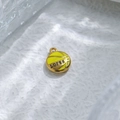 Golden basketball pendant with yellow enamel and Lopes text on a clean white background - Yellow Basketball Style (TZ-TP0997-02-yellow)