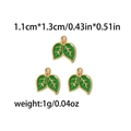 Three green enamel leaf charms with gold trim and top rings for DIY jewelry making - Green Leaf Enamel Pendant (TZ-TP0640-02)