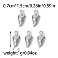 Set of 5 silver leaf pendants in stainless steel, dimensions 0.7cm by 1.5cm for DIY jewelry - Silver Leaf (TZ-TP0918-01)
