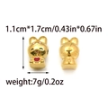 Bohemian gold rabbit pendant charm with red heart detail, 1.1cm by 1.7cm size - Golden Rabbit Style (TZ-TP1012-02-red)