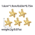 Golden starfish charms for DIY jewelry making with textured dots 1.6cm by 1.9cm - Gold Starfish (TZ-TP0872-02)