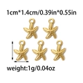 Golden starfish charms for jewelry making, five pieces set in 1cm size for DIY crafts - Gold Starfish (TZ-TP0778-02)