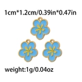 Three sky blue enamel flower pendants with gold edges for DIY jewelry making - Blue Enamel Flower Pendant (TZ-TP0689-02)