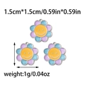 Colorful glitter flower charms with smiling face center, 1.5cm size for DIY jewelry - Smiley Face Flower Enamel Pendant (TZ-TP0574-01)