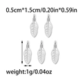 Five small silver metal feather charms for DIY jewelry making 0.5cm by 1.5cm - Silver Feather Small Charm (TZ-TP0925-01)