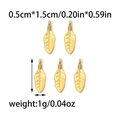 Set of five small golden feather pendants made of stainless steel for DIY jewelry making - Gold Feather Pendant (TZ-TP0925-02)