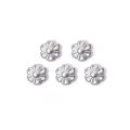 Detailed view of five silver flower-shaped metal beads for DIY jewelry making and crafts - Matte Six-Petal Flower Accessory (TZ-TP0912-01)