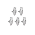 Five polished silver corn-shaped stainless steel pendants for DIY jewelry making - Silver Corn (TZ-TP0913-01)