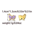 Ciondolo farfalla in smalto viola con bordo in oro 18K per creazione di gioielli - Pendaglio Farfalla in Smalto Viola (TZ-TP0983-02-purple)
