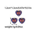 Ciondolo cuore smaltato blu scuro con motivo malocchio e stelle dorate su bianco - Stile Cuore Stellato (TZ-TP0662-02)
