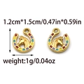 Gold horse head and horseshoe charms with colorful rainbow enamel inlays - Horseshoe Horse Head Style (TZ-TP0962-02)