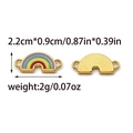 Rainbow-shaped enamel and gold-plated metal link charm for DIY jewelry making with dimensions - Five Color Rainbow Stripe Connector (TZ-TP0951-02)