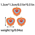 Orange heart dripping oil pendant in acrylic with blue and red details for earrings - Orange Melting Heart Drip Oil Charm (TZ-TP0660-02)