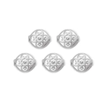 Set of five silver floral embossed stainless steel beads for DIY jewelry making - Embossed Flower Pattern Bead (TZ-TP0911-01)