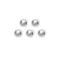 Close-up of five silver stainless steel spacer beads with textured diagonal patterns - Round Diagonal Stripe Spacer Bead (TZ-TP0920-01)