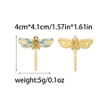 Pendentif libellule doré avec émail bleu et pierre jaune, taille 4cm x 4,1cm - Style de Design Libellule (TZ-TP1047-02-blue)