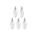 Detailed view of silver feather charms with intricate vein engraving for DIY jewelry - Feather Style Pendant (TZ-TP0925-01) / Silver