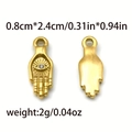 Boucles d'oreilles pendantes géométriques main de Hamsa et mauvais œil plaqué or 14K - Grande Main de Fatima (TP0973-02)