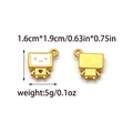 Front and back detail of a golden robot pendant with white enamel and a red heart - White Robot Figure Pendant (TZ-TP0956-02)