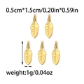 Set of five 18K gold plated stainless steel feather pendants for DIY jewelry making - Golden Feather Style (TZ-TP0925-02)
