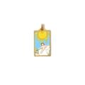Golden stainless steel The Sun Tarot card pendant with colorful enamel and sun motif - Tarot Sun Style (TZ-TP0588-02)