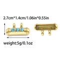 Golden tubular earring connector featuring three turquoise stones and hanging loops - Double Loop Tube Connector (Blue Turquoise)