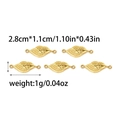 Golden stainless steel leaf connectors with dual rings and detailed leaf vein texture - Gold Leaf Connector Style (TZ-TP0905-02)