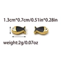 Black and gold fish pearl earrings, small 1.3cm enamel studs with cute animal design - Small Fish Pendant (Black Gold)