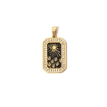 Rechthoekige 18k vergulde tarot zon hanger met zwart emaille en witte kristallen - Zon Zonnebloem Stijl (TZ-TP0624-02)