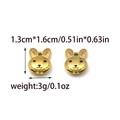 Golden 18K stainless steel rabbit pendants with pink enamel details and hanging loops - Enamel Rabbit Pendant (TZ-TP0947-02)