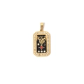 Gothic 18k gouden rechthoekige hanger met zwart duivelstotem en kristallen rand - De Duivelstijl (TZ-TP0625-02)