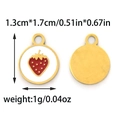 Schattige aardbei hanger van roestvrij staal met rood emaille en gouden afwerking - Ronde Aardbei Patroon (TZ-TP1346-02)
