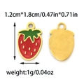 Aardbei hangers van rood emaille en goud voor DIY-sieraden en sleutelhangers - Langwerpige Aardbeien Stijl (TZ-TP1339-02)
