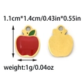 Schattige rode emaille appel hanger met groen blad voor DIY sieraden maken goudkleur - Appel Stijl (TZ-TP1355-02)