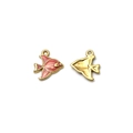 DIY Edelstahl Goldfisch-Anhänger mit roten Emaille-Details für die Schmuckherstellung - Rosa Strukturfisch (TZ-TP1011-02-orange)