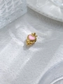 Golden heart charm with pink enamel and crown detail for DIY jewelry making - Heart Crown Shape(TZ-TP1001-02-pink)
