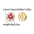 Pink and red flower charm pendant in stainless steel with crystal center for DIY jewelry - Pink Enamel Flower Pendant (TZ-TP1045-02)