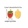 Red enamel strawberry fruit pendant in stainless steel for DIY jewelry making - Strawberry Style (TZ-TP1339-02)