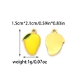 Detail of yellow enamel mango pendants with green leaves and gold metal plating - Mango (TZ-TP1340-02)