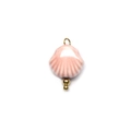 Ciondolo a conchiglia sfumata rosa con perle dorate per collane fai da te - Stile Conchiglia (TZ-HP0043-pink)