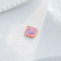 Pendente quadrato smaltato rosa e blu con cuore e fiocco su catena d'oro inossidabile - Stile Fiocco a Cuore (TZ-TP1089-02-pink)