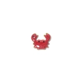 Macro view of red enamel crab pendant with gold metal edges and hanging hole - Red Crab Style